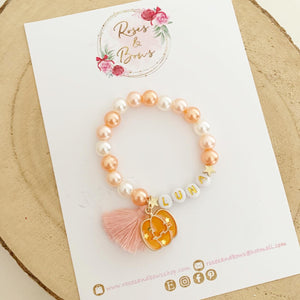 Girls Pumpkin Personalised Bracelet