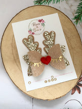 Load image into Gallery viewer, Sleeping Reindeer Crown Hair Bow Headband or Clip
