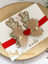 Load image into Gallery viewer, Sleeping Reindeer Crown Hair Bow Headband or Clip
