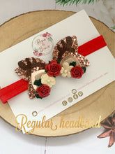 Load image into Gallery viewer, Reindeer crown Christmas Hair Bow Headband or Clip
