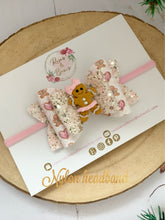 Load image into Gallery viewer, Pink Gingerbread Hair Bow Clip or Headband
