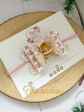 Load image into Gallery viewer, Pink Gingerbread Hair Bow Clip or Headband
