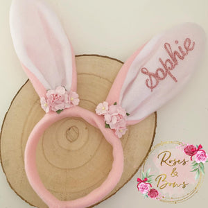 Personalised Name Easter Bunny Ears Headband small fitting