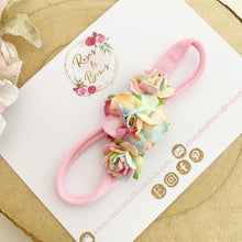 Load image into Gallery viewer, Pastel Rainbow rose flower headband or clip
