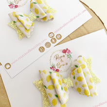 Load image into Gallery viewer, Lemon Glitter Hair Bow Headband or Clip
