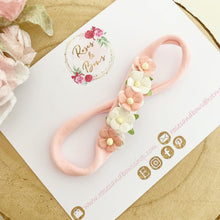 Load image into Gallery viewer, Pink blush flower nylon stretch headband
