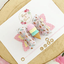 Load image into Gallery viewer, Pink Ice Cream Hair Bow Headband or Clip
