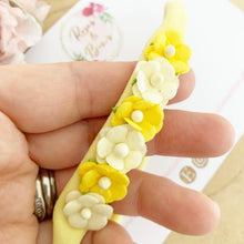 Load image into Gallery viewer, Yellow flower nylon stretch headband

