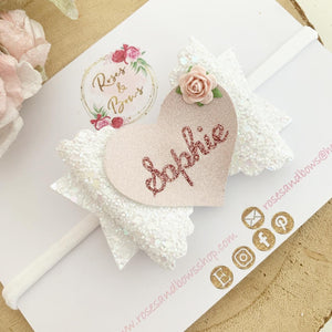 Personalised Name Hair Bow Headband or Clip