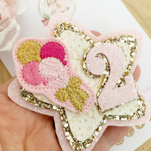 Load image into Gallery viewer, Pink &amp; Gold Birthday Badge - Birthday Glitter Badge
