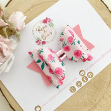 Load image into Gallery viewer, Floral Rose Pink Hair Bow Headband or Clip
