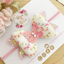 Load image into Gallery viewer, Pink Glitter Butterfly Hair Bow Headband or Clip
