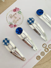 Load image into Gallery viewer, School gingham glitter snap clip set
