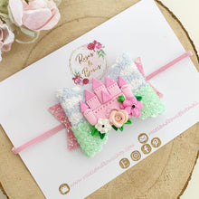 Load image into Gallery viewer, Castle Glitter Bow Headband or Clip
