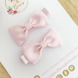 Light Pink Small Hair Bow Clip Set