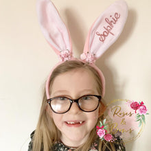 Load image into Gallery viewer, Personalised Name Easter Bunny Ears Headband small fitting
