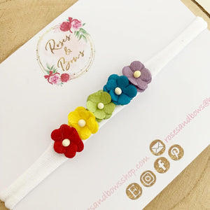 Bright Rainbow flower nylon stretch headband