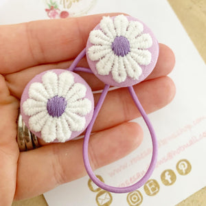 Purple Daisy Bobble Hair Ties Set of 2