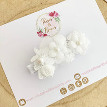 Load image into Gallery viewer, Flower headband or clip - Flower Crown Headband- Baptism, christening, flower girl hair accessory
