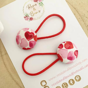 Valentines Day Heart Bobble Hair Ties Set of 2