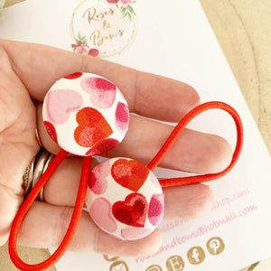 Valentines Day Heart Bobble Hair Ties Set of 2