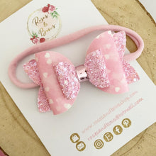 Load image into Gallery viewer, Pink Glitter Valentine’s Day Hair Bow Headband or Clip
