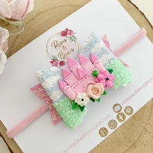 Load image into Gallery viewer, Castle Glitter Bow Headband or Clip
