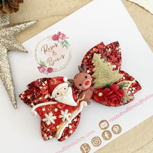 Load image into Gallery viewer, Christmas Santa Sleigh Hair Bow Headband or Clip
