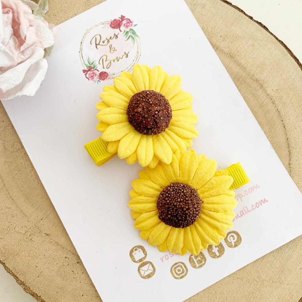 Sunflower Pigtail Set Hair Clips