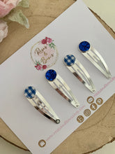 Load image into Gallery viewer, School gingham glitter snap clip set
