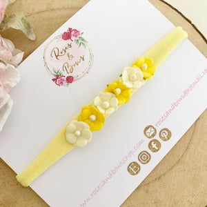 Yellow flower nylon stretch headband