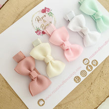 Load image into Gallery viewer, Small Hair Bow Clip Set pink, white, cream and mint
