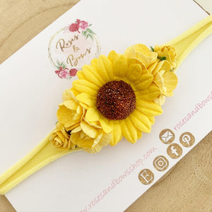 Sunflower nylon headband - Flower Crown Headband