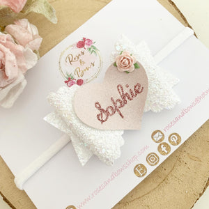 Personalised Name Hair Bow Headband or Clip