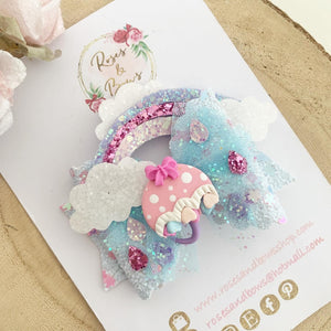 Spring Showers Glitter Hair Bow Headband or Clip