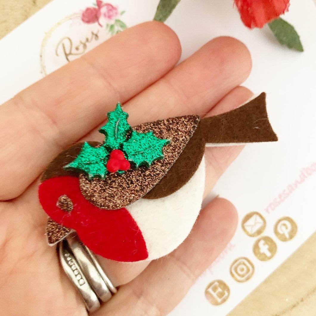 Christmas Robin  Hair Bow Headband or Clip