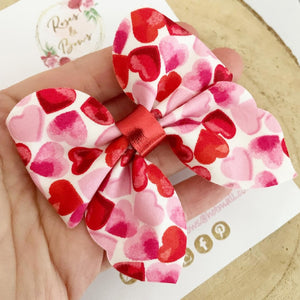 Pink and Red Valentines Valentine’s Sailor Bow Headband or Clip