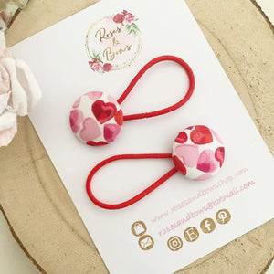 Valentines Day Heart Bobble Hair Ties Set of 2