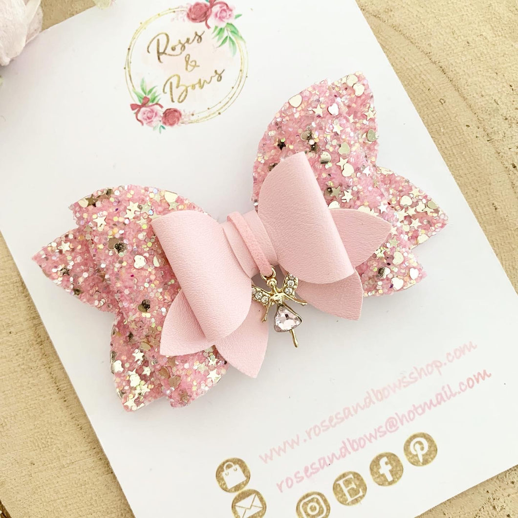 Pink Fairy Hair Bow Headband or Clip
