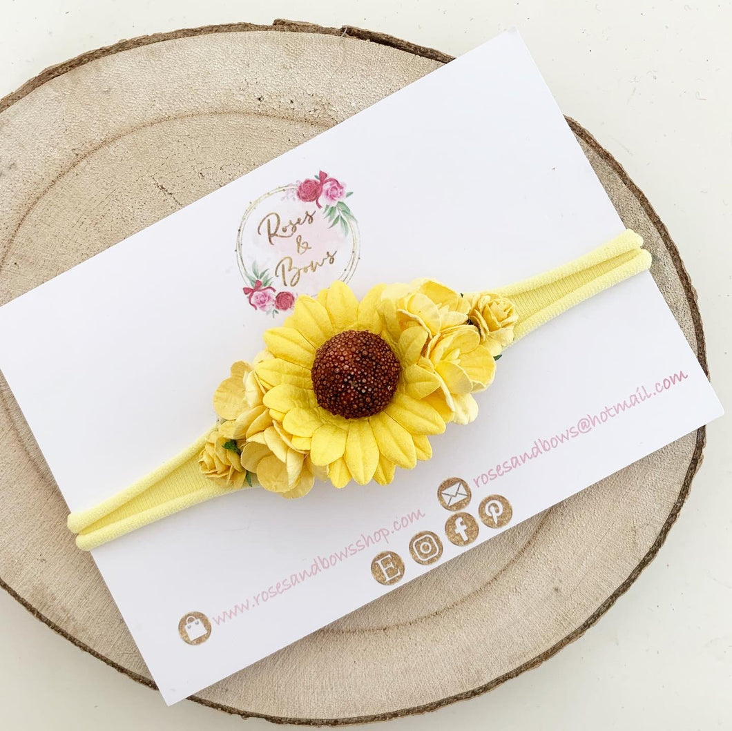 Sunflower nylon headband - Flower Crown Headband