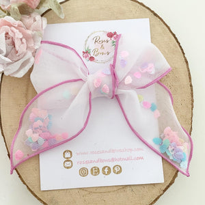 Mermaid Shaker Organza Hair Bow Headband or Clip