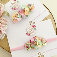 Load image into Gallery viewer, Pastel Rainbow rose flower headband or clip
