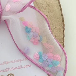 Mermaid Shaker Organza Hair Bow Headband or Clip