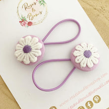 Load image into Gallery viewer, Purple Daisy Bobble Hair Ties Set of 2
