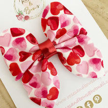 Load image into Gallery viewer, Pink and Red Valentines Valentine’s Sailor Bow Headband or Clip
