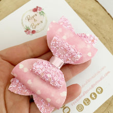 Load image into Gallery viewer, Pink Glitter Valentine’s Day Hair Bow Headband or Clip
