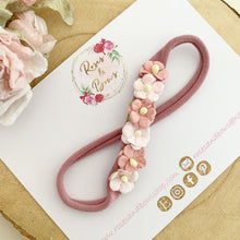 Load image into Gallery viewer, Dusky pink flower nylon stretch headband
