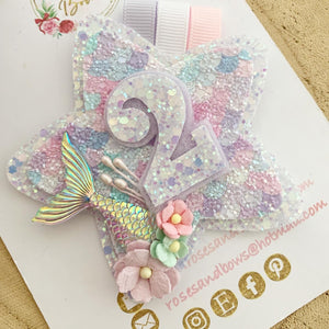 Mermaid Tail Birthday Badge - Birthday Glitter Badge