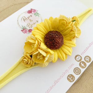 Sunflower nylon headband - Flower Crown Headband