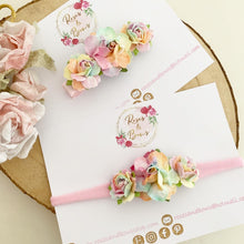 Load image into Gallery viewer, Pastel Rainbow rose flower headband or clip
